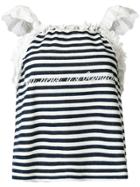 Natasha Zinko Frill Sleeve Striped Top - White
