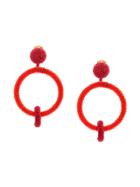 Oscar De La Renta Beaded Double-hoop Earrings - Red