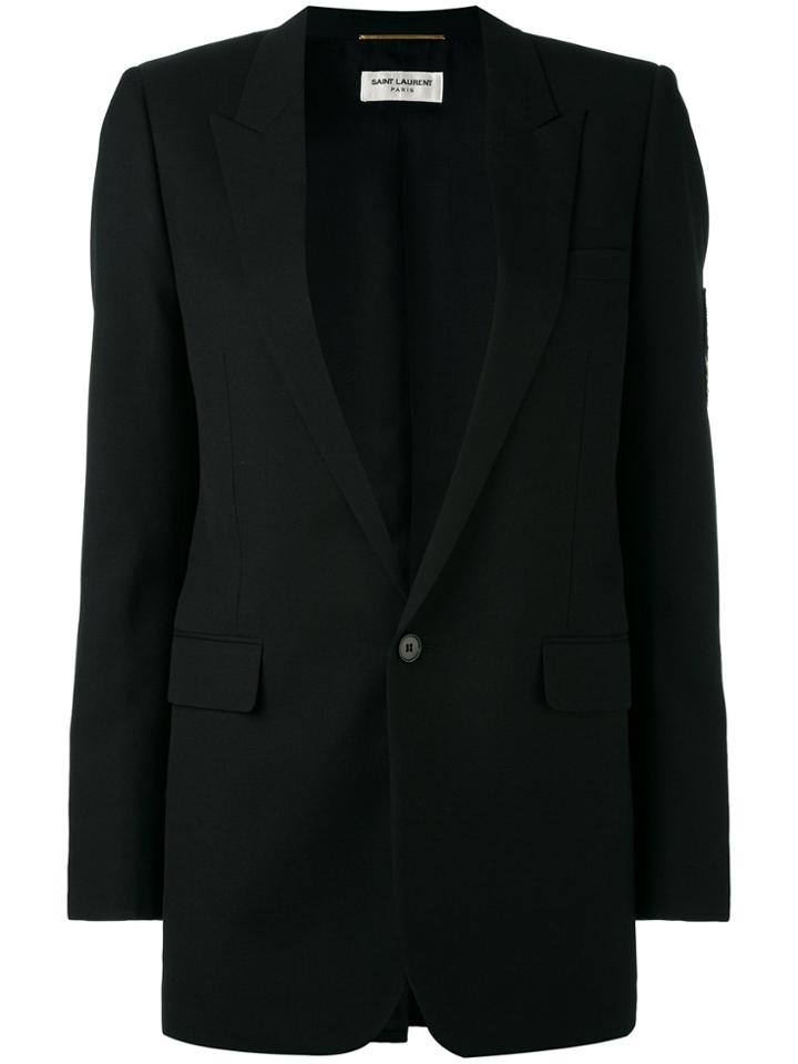 Saint Laurent Classic Single Breasted Long Tube Jacket - Black