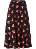 Boutique Moschino Hearts Print A-line Skirt - Black