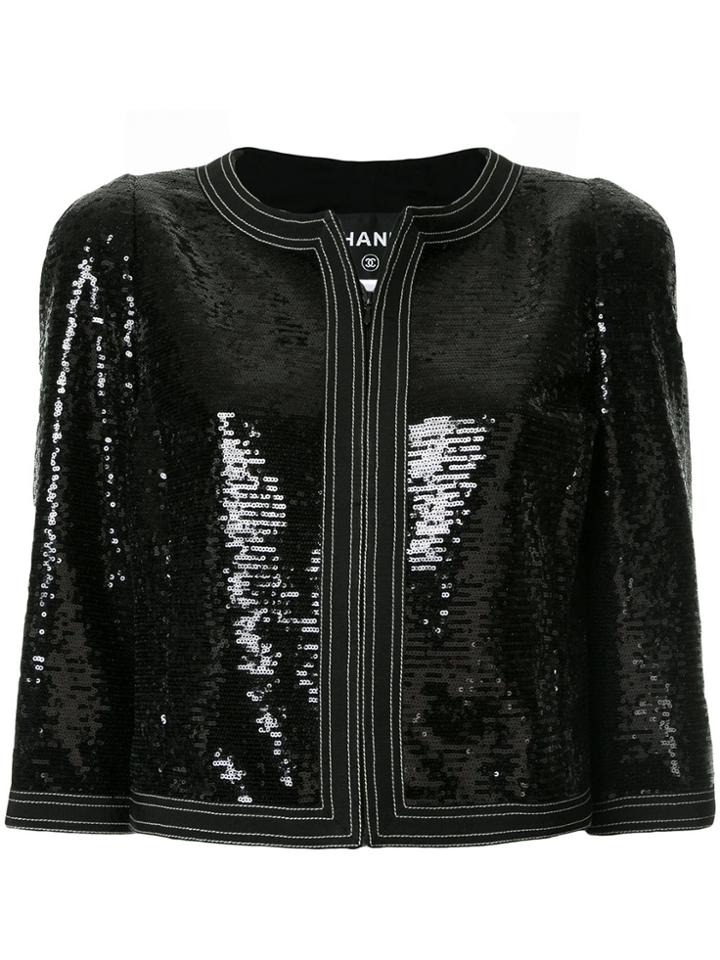 Chanel Vintage Sequinned Cropped Jacket - Black