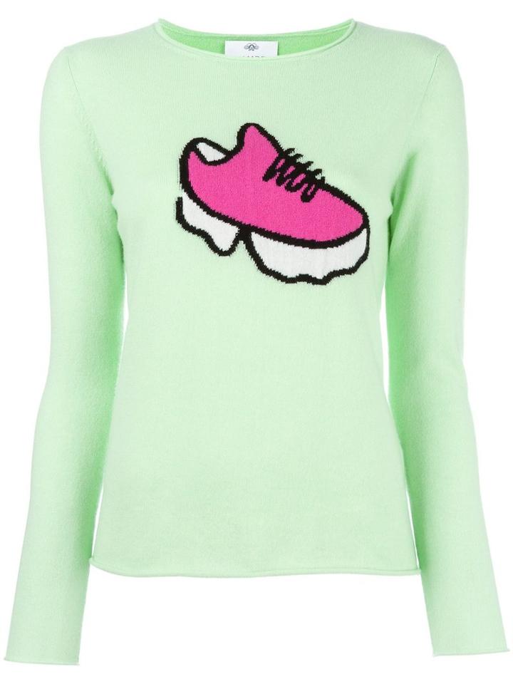 Allude Sneaker Intarsia Jumper, Size: Large, Green, Cashmere