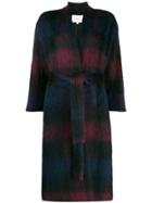 Vince Brushed Plaid Coat - Blue