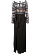 Patbo Checked Bead Embroidered Gown - Black