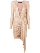Alexandre Vauthier Asymmetric Ruched Dress - Neutrals