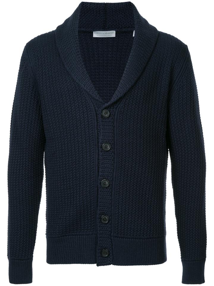 Gieves & Hawkes Deep V-neck Cardigan - Blue