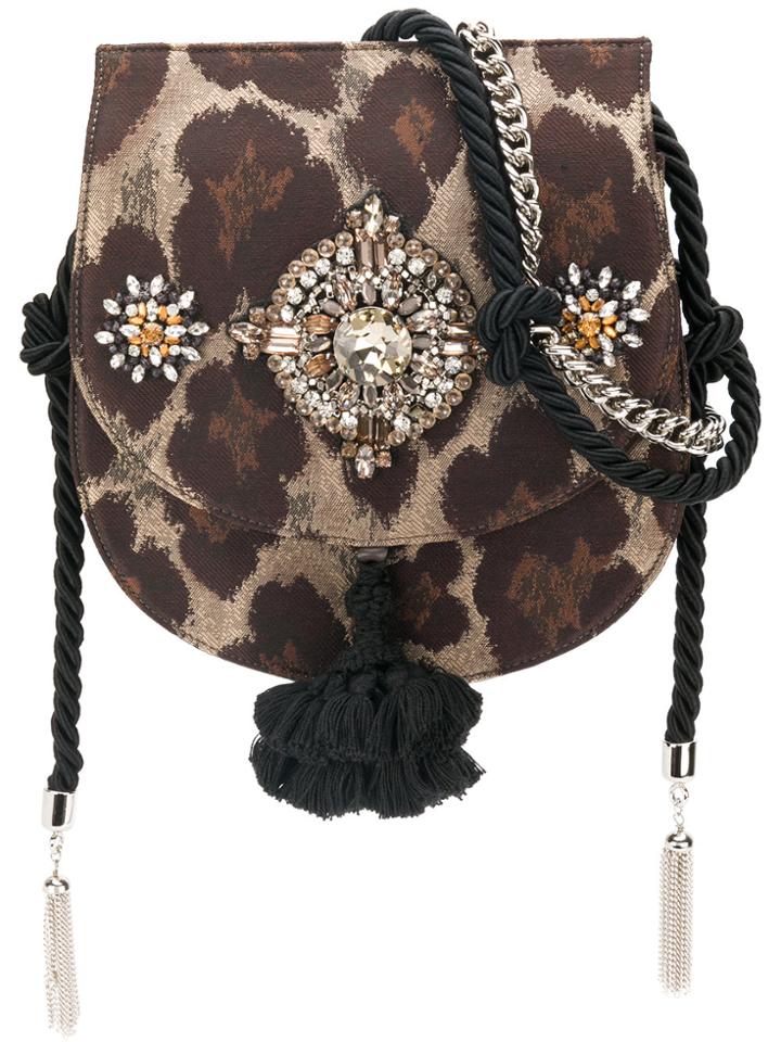 Christian Pellizzari Canvas Embellished Shoulder Bag - Brown