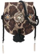 Christian Pellizzari Canvas Embellished Shoulder Bag - Brown