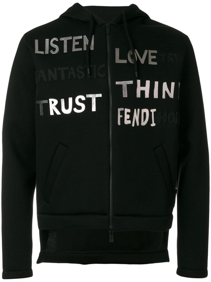 Fendi Printed Hooded Sweatshirt - Black