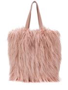 Coccinelle Textured Furry Tote - Pink