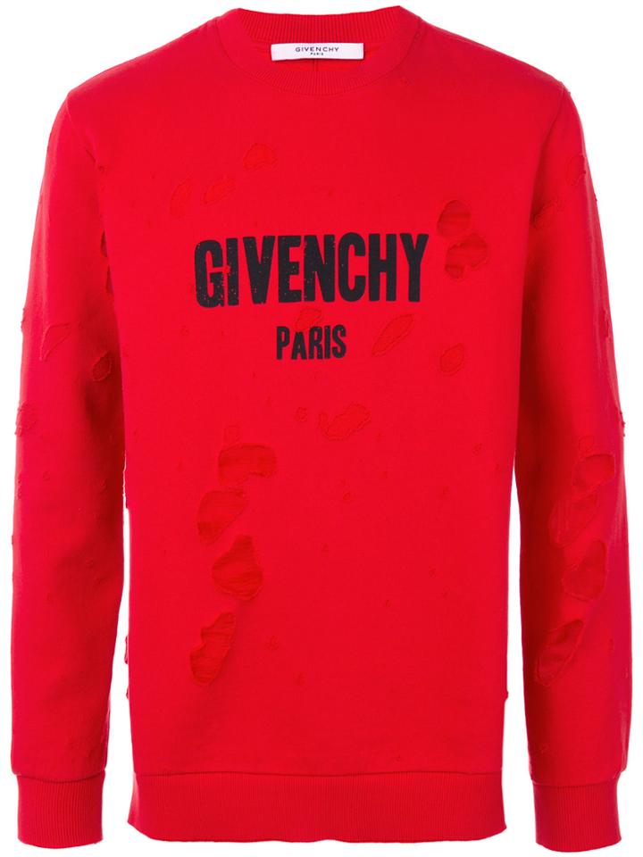 Givenchy Distressed Logo Sweatshirt - Red