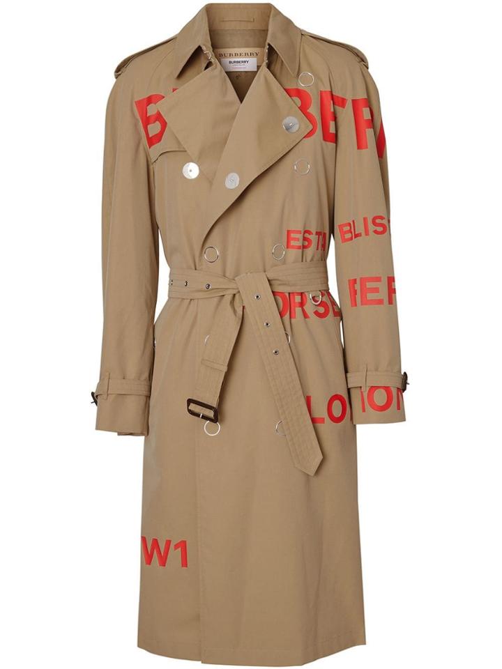 Burberry Horseferry Print Cotton Gabardine Trench Coat - Neutrals