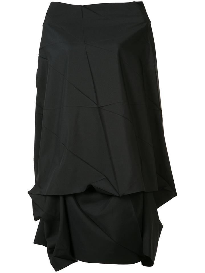 132 5. Issey Miyake Draped Elongated Blouse, Women's, Size: 3, Black, Polyester
