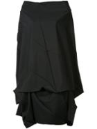 132 5. Issey Miyake Draped Elongated Blouse, Women's, Size: 3, Black, Polyester