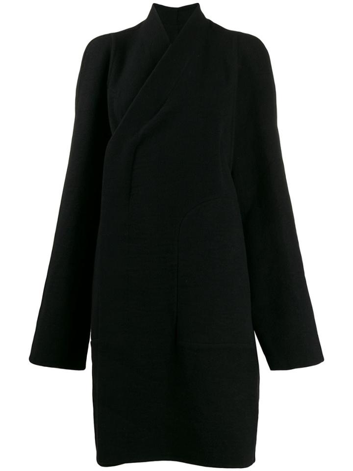 Rick Owens Wrap Style Front Coat - Black