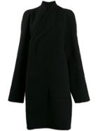 Rick Owens Wrap Style Front Coat - Black