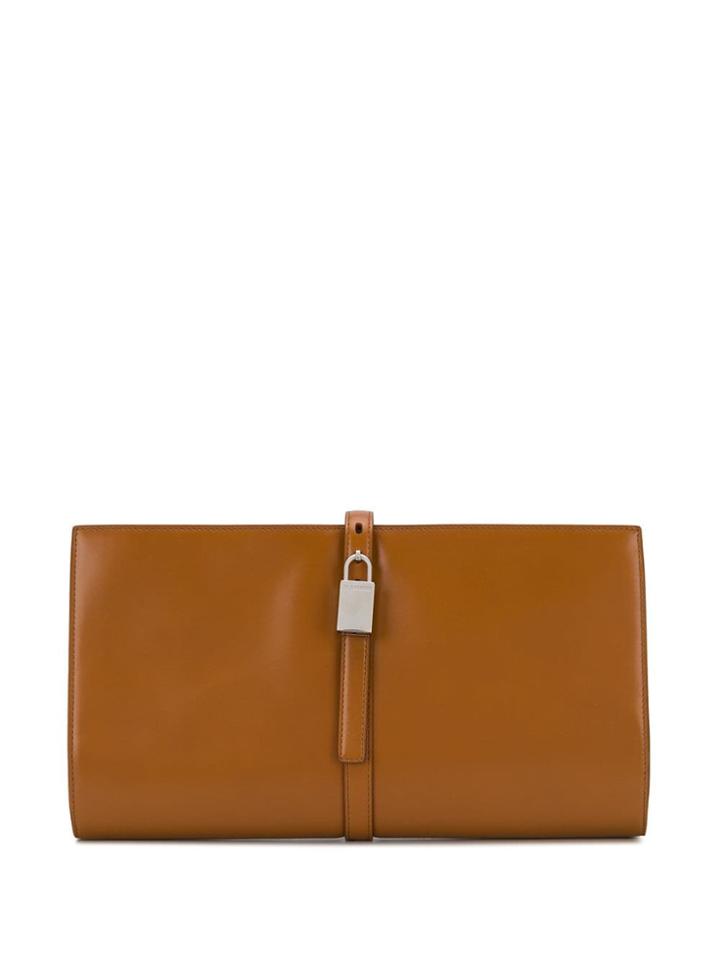 Jil Sander Logo Padlock Clutch - Brown