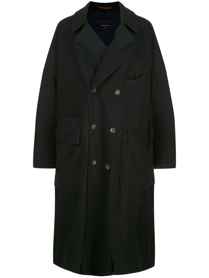 Ziggy Chen Oversized Double Breasted Coat - Black