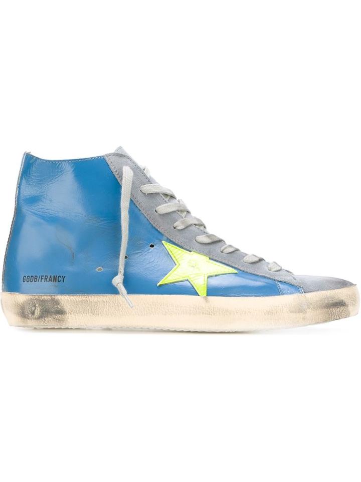 Golden Goose Deluxe Brand Francy Hi-top Sneakers, Men's, Size: 42, Blue, Leather/suede/rubber