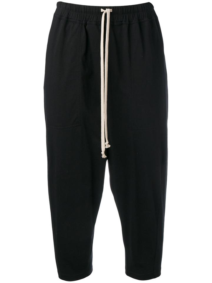 Rick Owens Drkshdw Drawstring Cropped Trousers, Women's, Size: Small, Black, Cotton