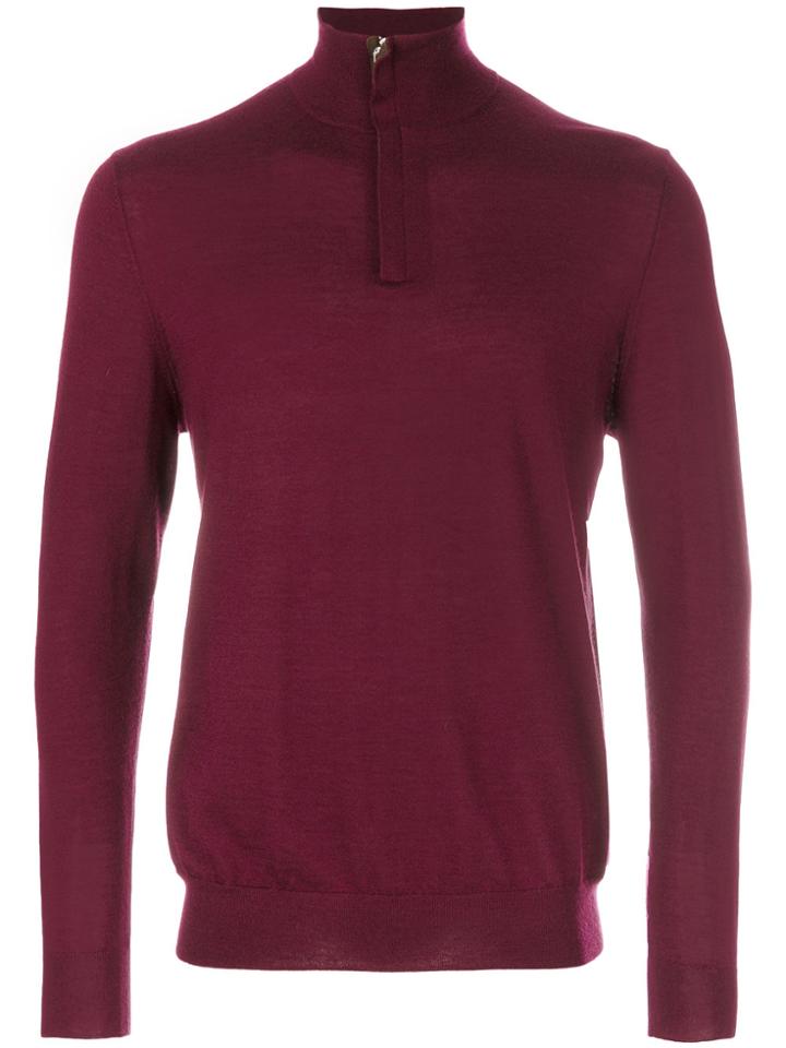 N.peal The Regent Fine Gauge Half Zip Jumper - Red