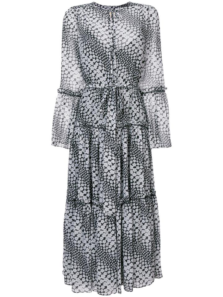 Michael Michael Kors Floral-print Tiered Maxi Dress - Black