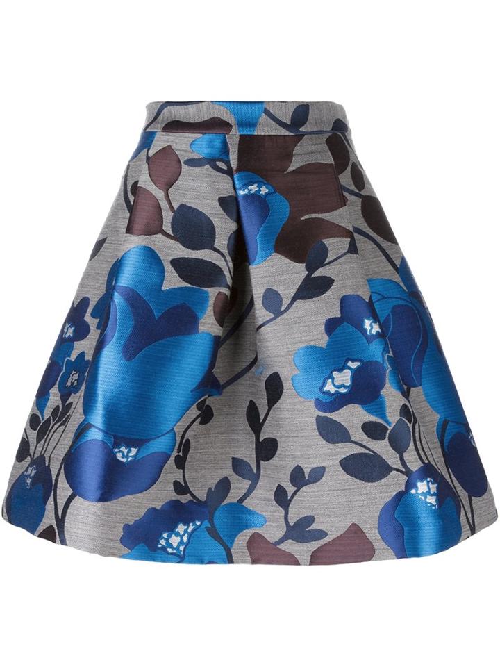P.a.r.o.s.h. Floral Jacquard Skirt, Women's, Size: Small, Blue, Polyamide/polyester/acetate/wool