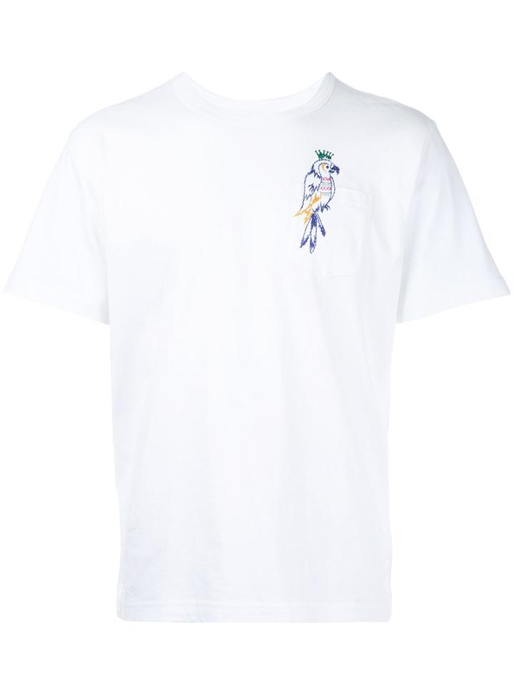 Sacai Parrot Embroidery T-shirt, Men's, Size: 2, White, Cotton