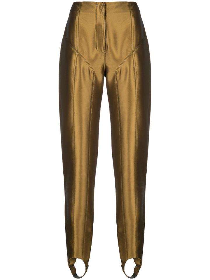 Mugler Metallic Stirrup Trousers - Gold