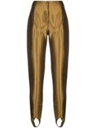 Mugler Metallic Stirrup Trousers - Gold