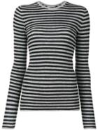 Vince - Striped Fitted Sweatshirt - Women - Cashmere - S, Grey, Cashmere