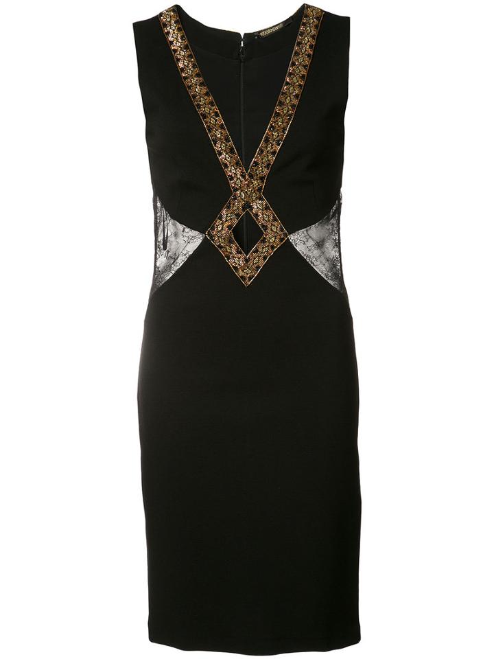 Roberto Cavalli - Embroidered Mini Dress - Women - Nylon/spandex/elastane/viscose - 38, Women's, Black, Nylon/spandex/elastane/viscose