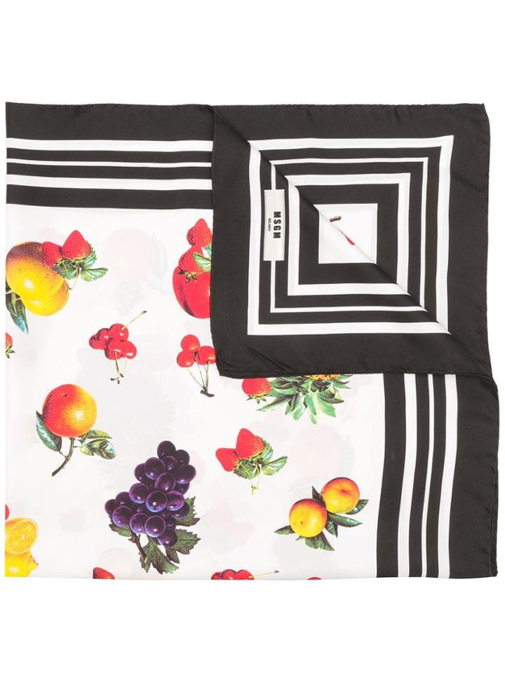 Msgm Fruit Print Scarf - White