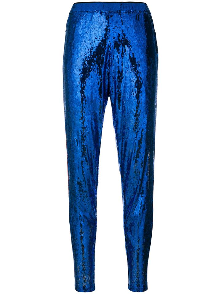 Laneus Sequin Embellished Cropped Trousers - Blue