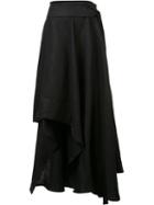 Barbara I Gongini Asymmetric Maxi Skirt, Women's, Size: 36, Black, Linen/flax