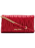 Miu Miu Quilted Logo Clutch Bag - Red