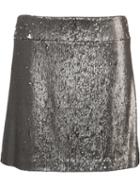 Halston Heritage Sequinned Straight Skirt, Women's, Size: 6, Grey, Sequin/polyester/spandex/elastane