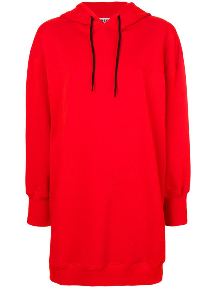 Msgm Oversized Drawstring Hoodie - Red
