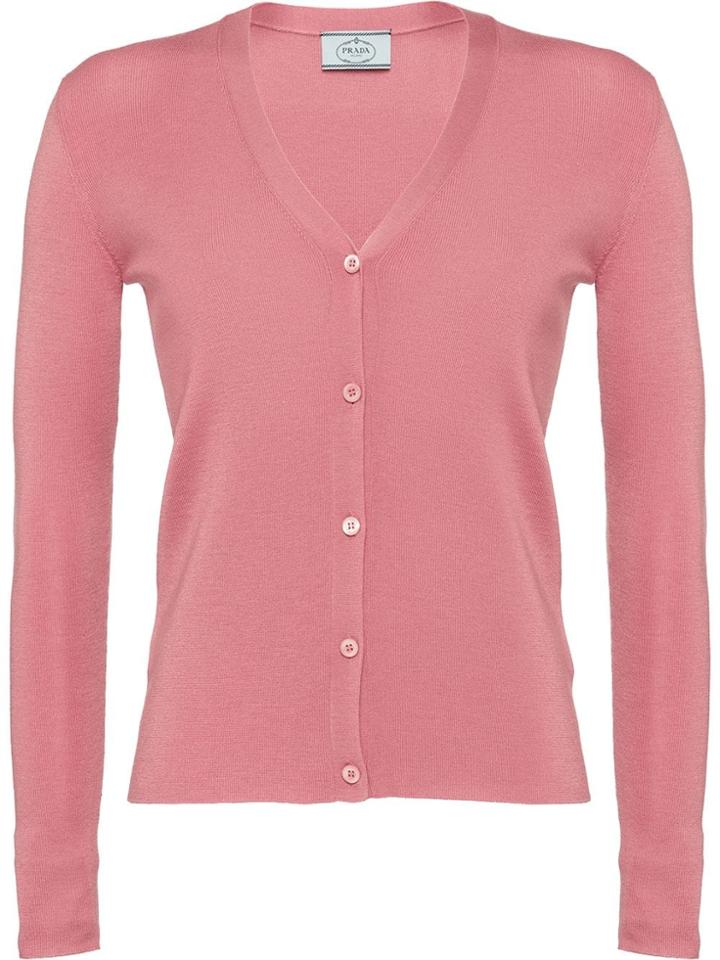 Prada Wool And Silk Cardigan - Pink & Purple