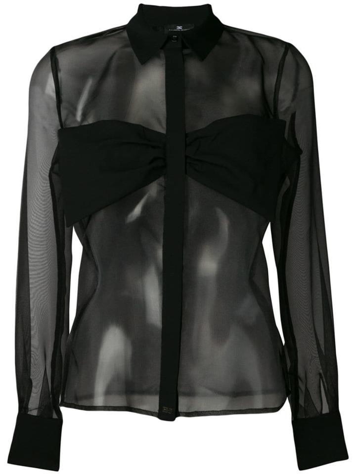 Elisabetta Franchi Sheer Collared Shirt - Black