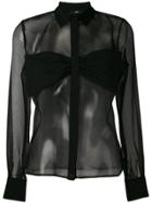 Elisabetta Franchi Sheer Collared Shirt - Black