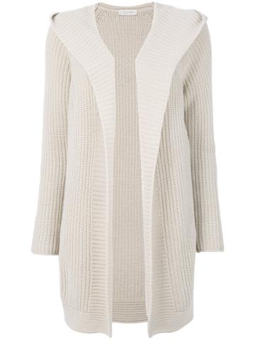 Le Tricot Perugia Rib Knit Hooded Cardigan - Nude & Neutrals