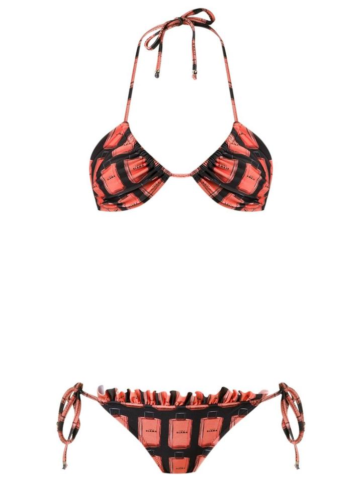 Amir Slama Printed Triangle Bikini Set - Yellow & Orange