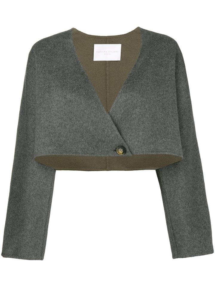 Fabiana Filippi Wrap Front Cropped Jacket - Grey