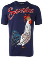 Dolce & Gabbana Samba Rooster Print T-shirt, Men's, Size: 56, Blue, Cotton/polyester/viscose