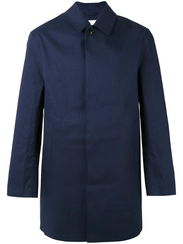 Mackintosh Classic Short Raincoat, Men's, Size: 46, Blue, Cotton