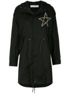 Tu Es Mon Trésor Star Embellished Parka Coat - Black