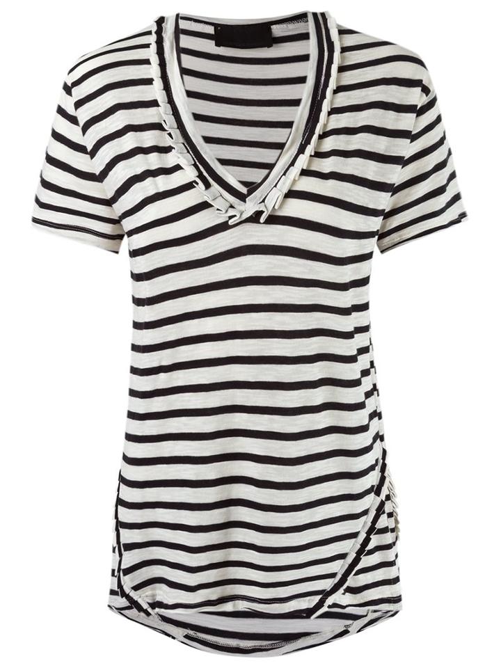 Andrea Bogosian Striped Blouse, Women's, Size: P, Black, Cotton/polyester
