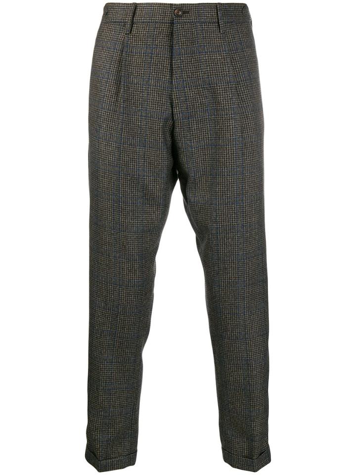 Pt01 Checked Regular Chinos - Grey