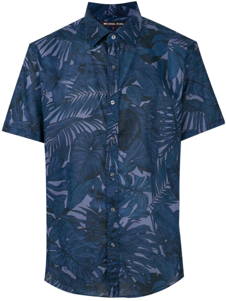 Michael Kors Collection Tropical-print Shirt - Blue